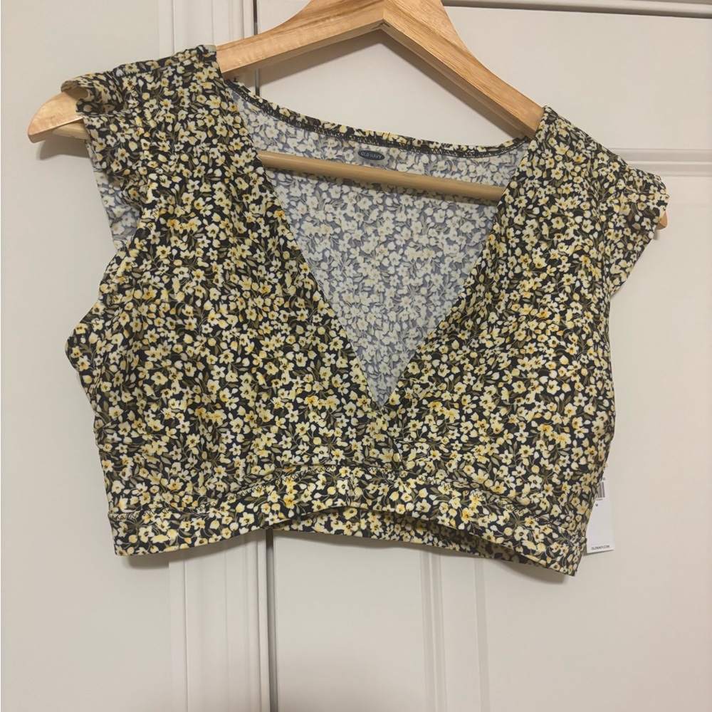 Old Navy Yellow Floral Crop Swim Top